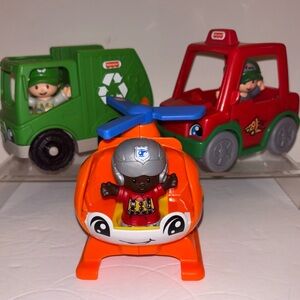 Fisher-Price Little People Pizza Truck, Helicopter, Recycling truck and Figures
